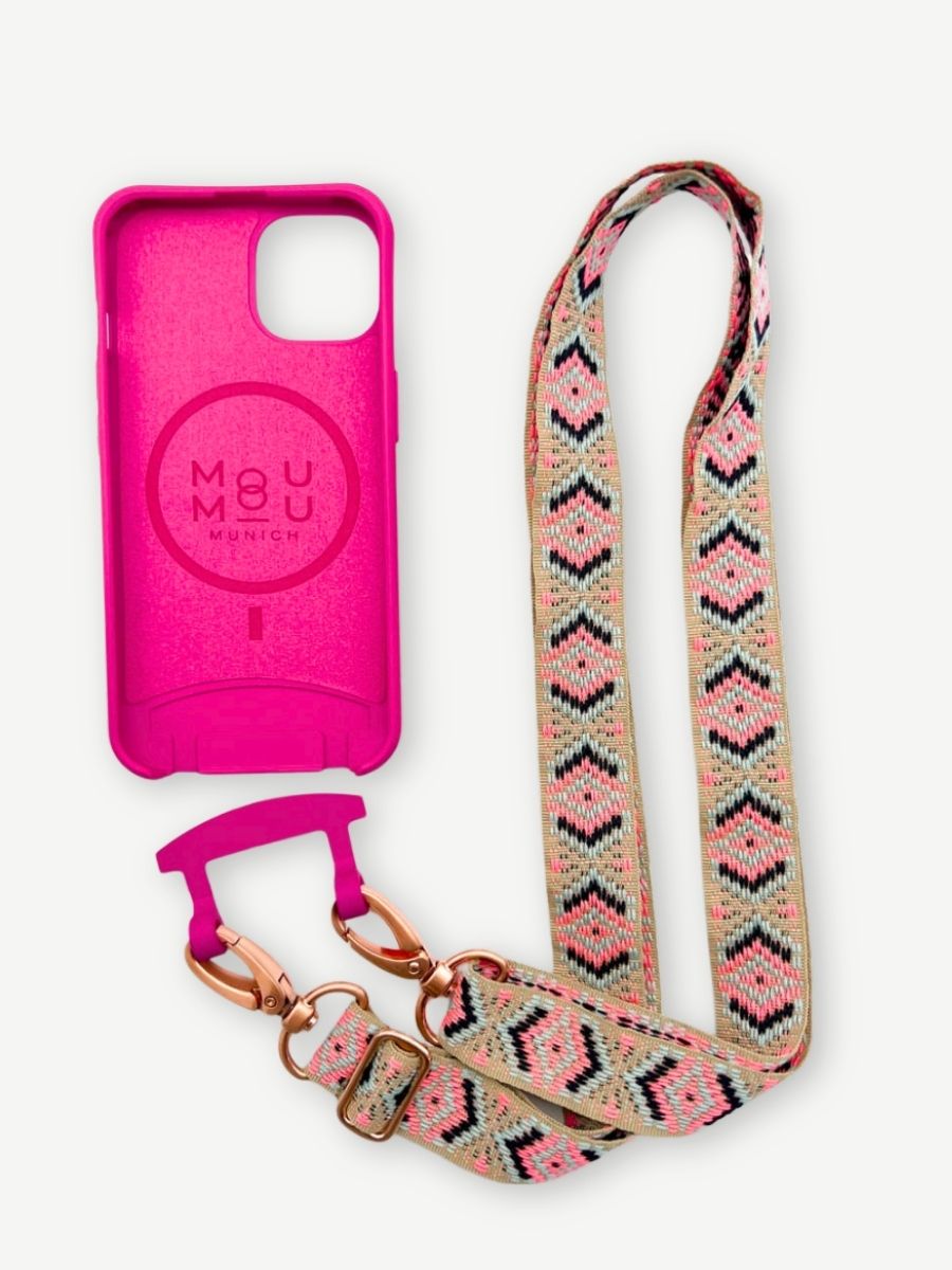 Set Handykette MAYA NEON Hülle hot pink innen iphone