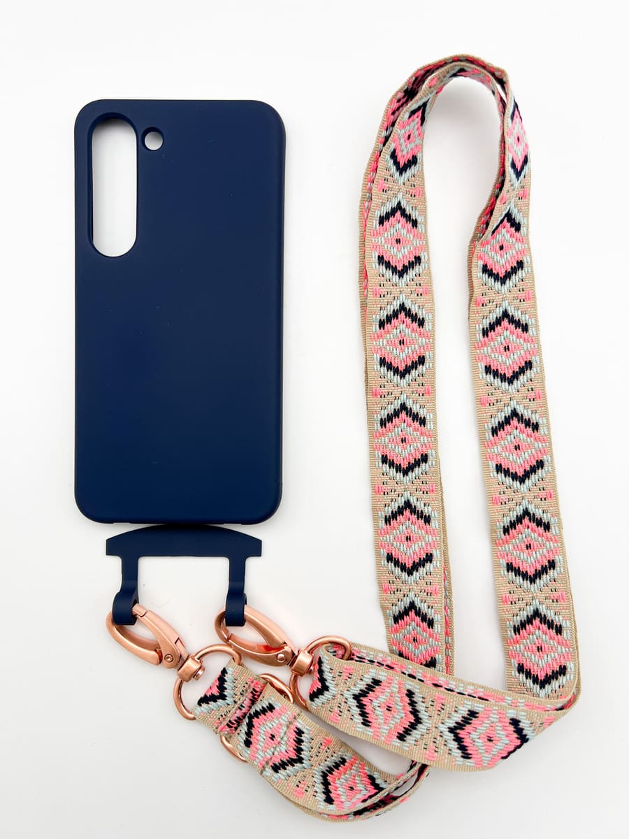 Set Handykette MAYA NEON mit Hülle NAVY für Samsung