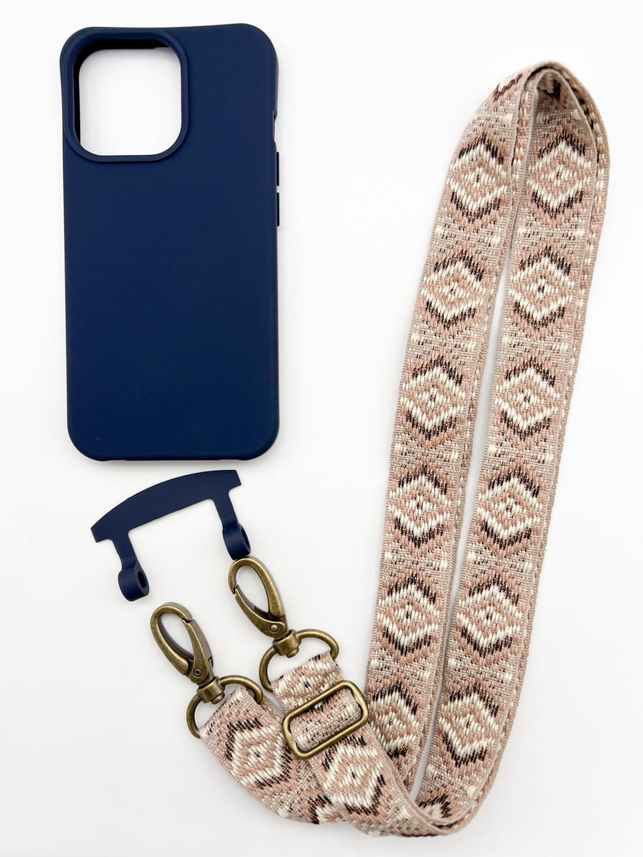 Set Handykette MAYA NUDE mit Hülle NAVY für iPhone