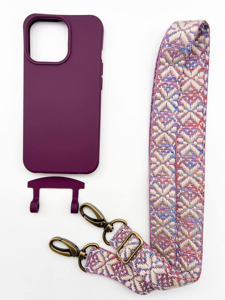Set Handykette MAYA PASTELL mit Hülle BERRY für iPhone