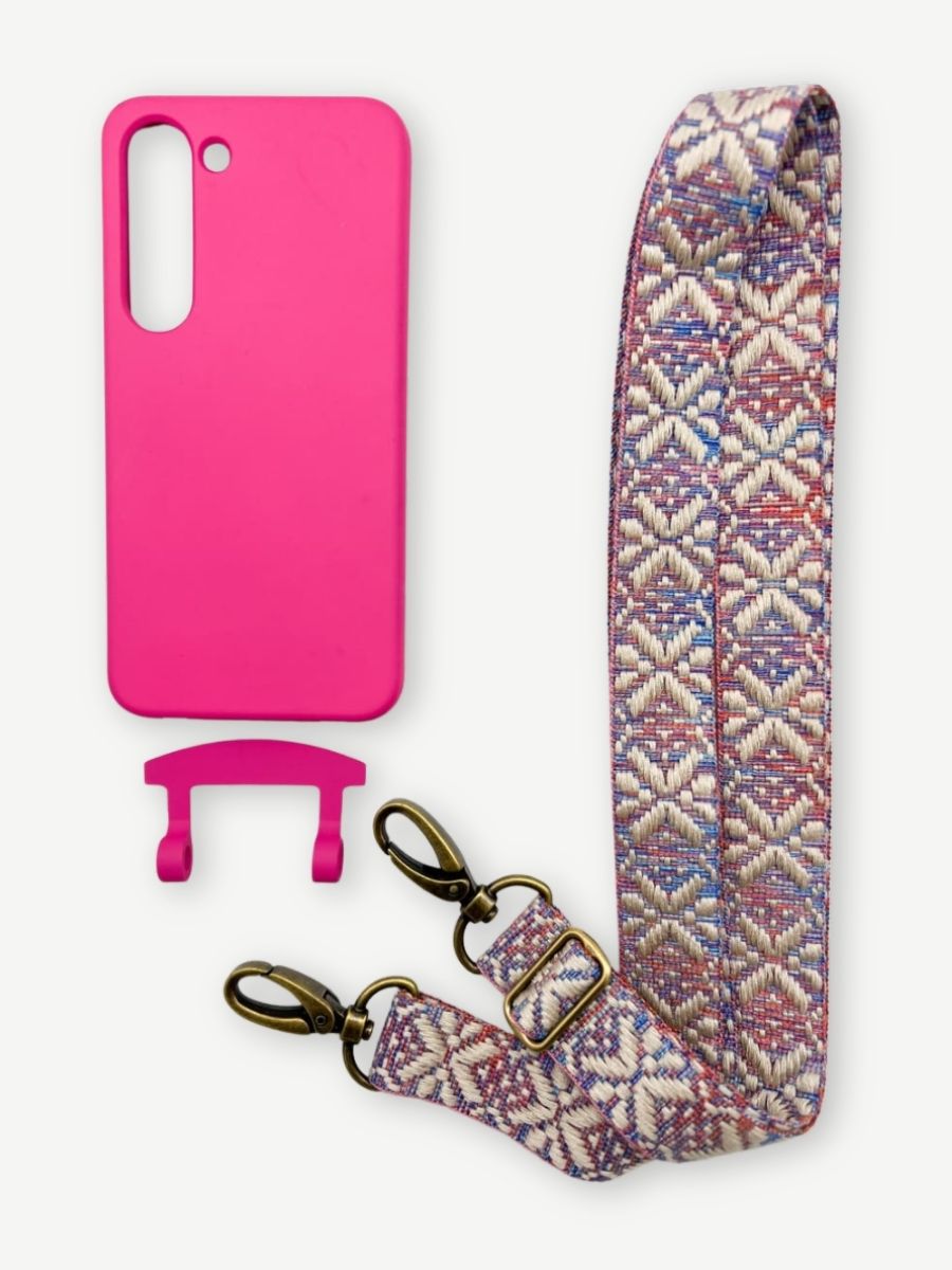 Set Handykette MAYA PASTELL mit Hülle HOT PINK für Samsung