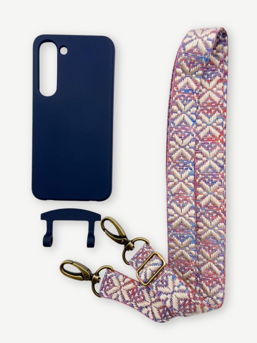 Set Handykette MAYA PASTELL mit Hülle NAVY für Samsung