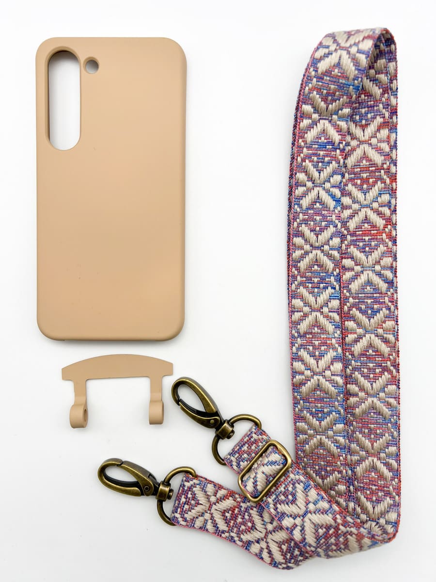 Set Handykette MAYA PASTELL mit Hülle TOFFEE für Samsung