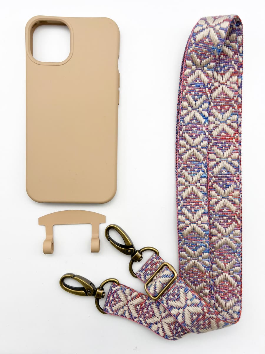 Set Handykette MAYA PASTELL mit Hülle TOFFEE für iPhone