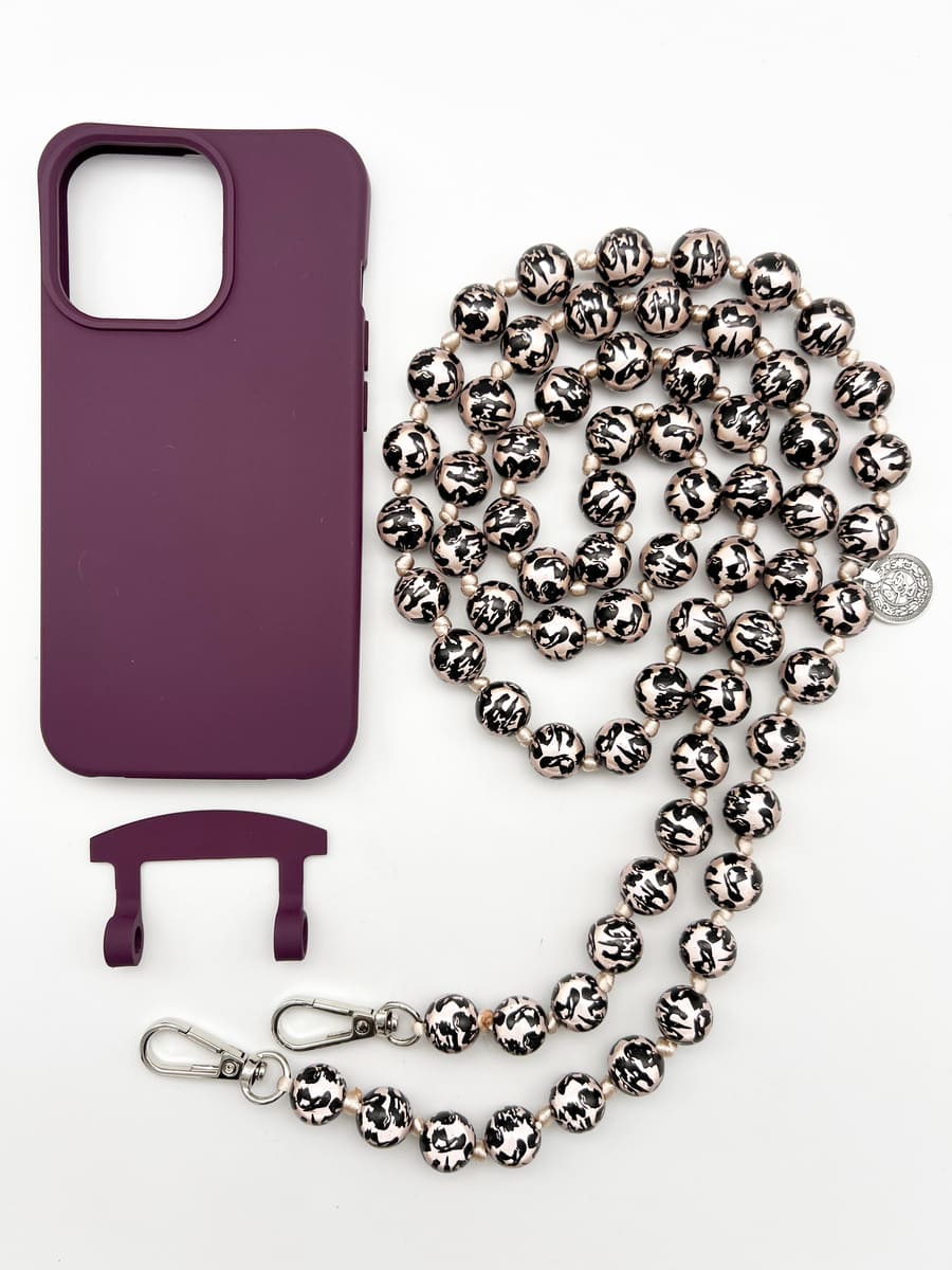 Set Handykette MIRACLE LEO BLACK mit Hülle BERRY für iPhone