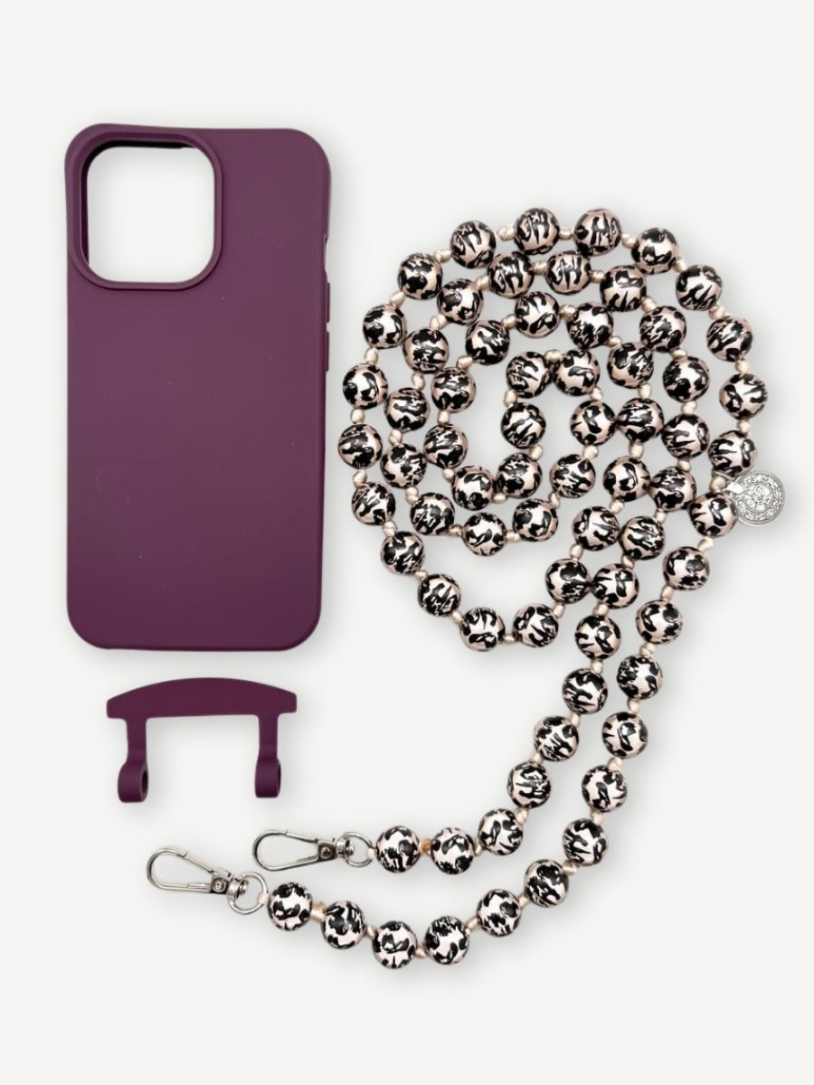 Set Handykette MIRACLE LEO BLACK mit Hülle BERRY für iPhone