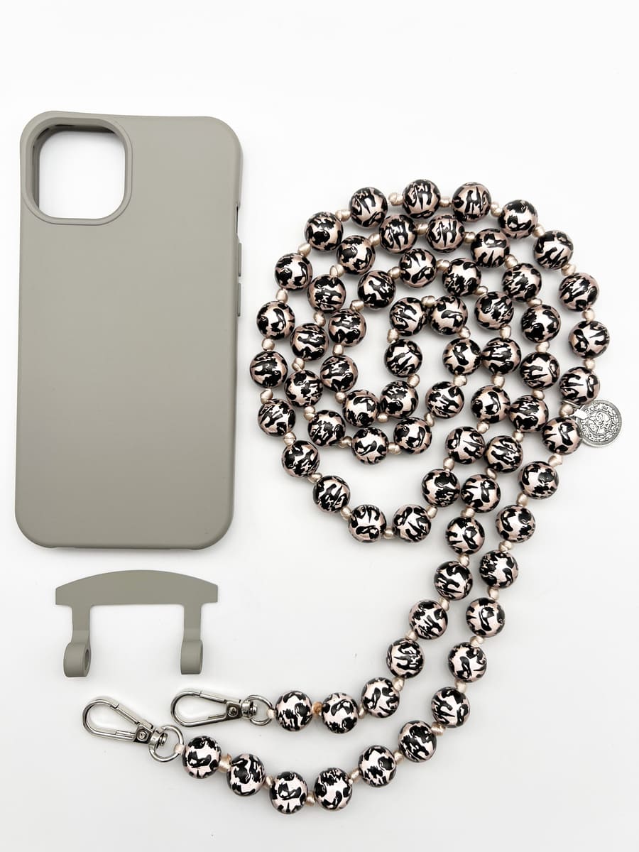 Set Handykette MIRACLE LEO BLACK mit Hülle STONE für iPhone