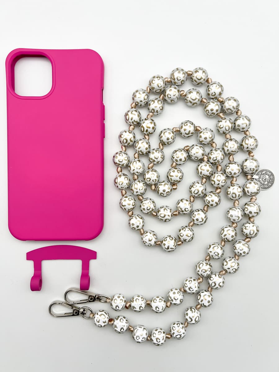 Set Handykette MIRACLE LEO GOLD mit Hülle HOT PINK für iPhone