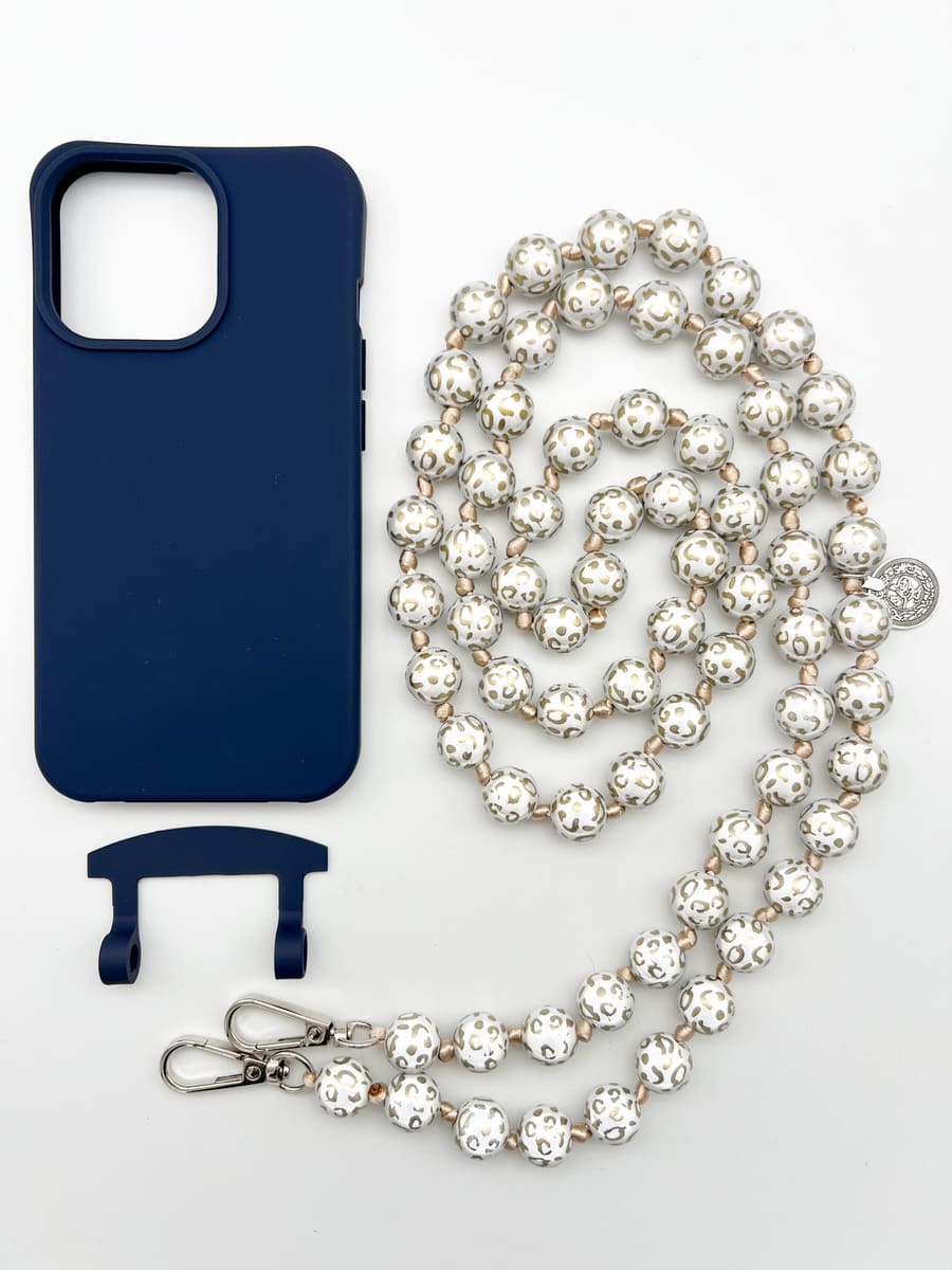 Set Handykette MIRACLE LEO GOLD mit Hülle NAVY für iPhone