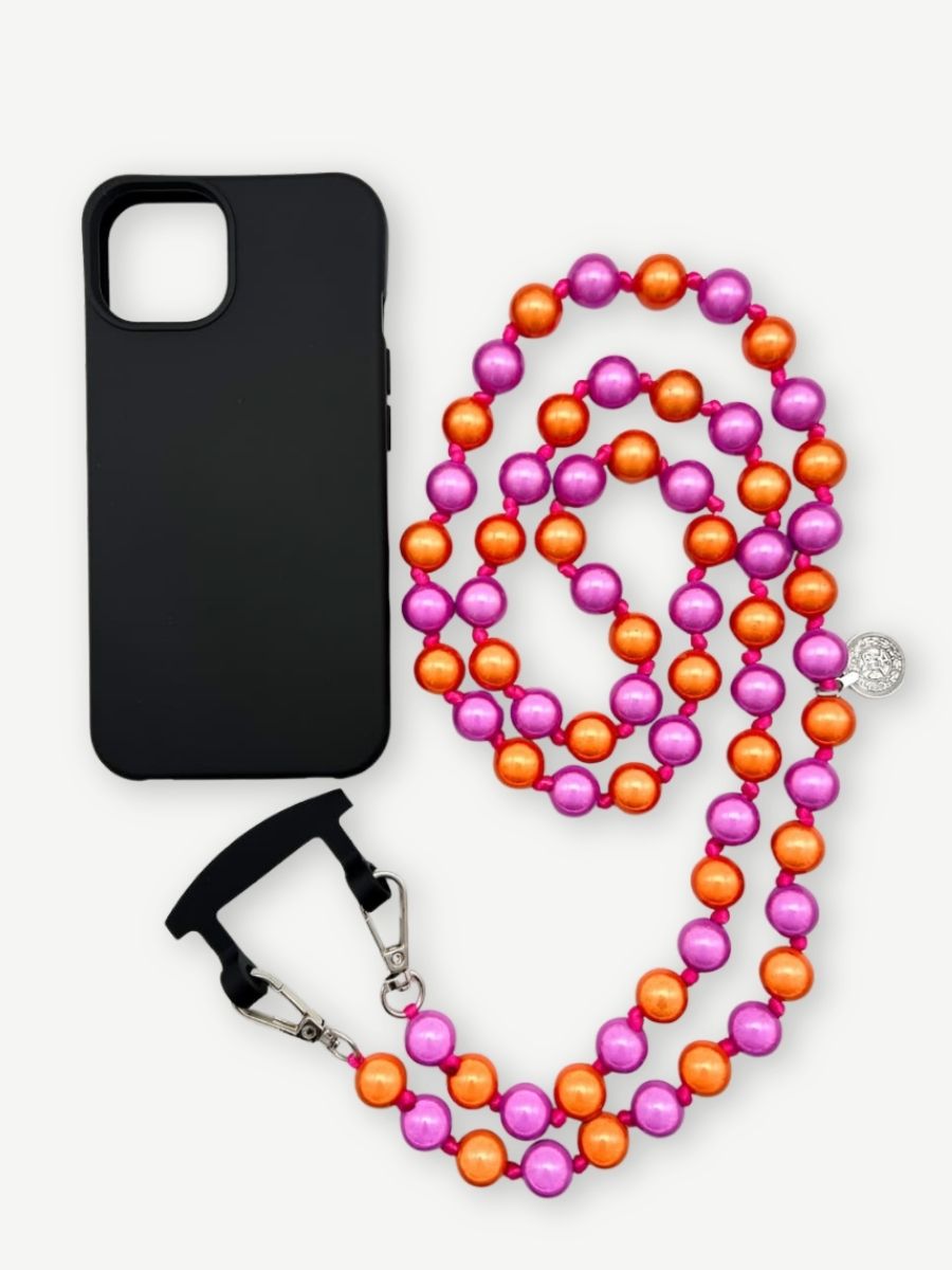 Set Handykette MIRACLE PINK ORANGE mit Hülle COAL für