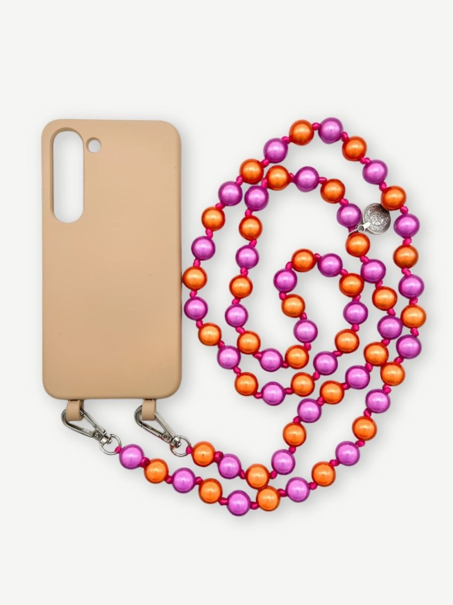 Set Handykette MIRACLE PINK ORANGE mit Hülle TOFFEE für Samsung
