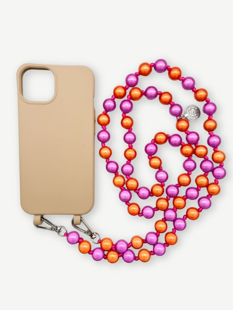 Set Handykette MIRACLE PINK ORANGE mit Hülle TOFFEE für iPhone