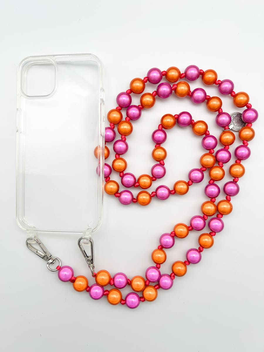 Set Handykette MIRACLE PINK ORANGE mit Hülle AIR für iPhone