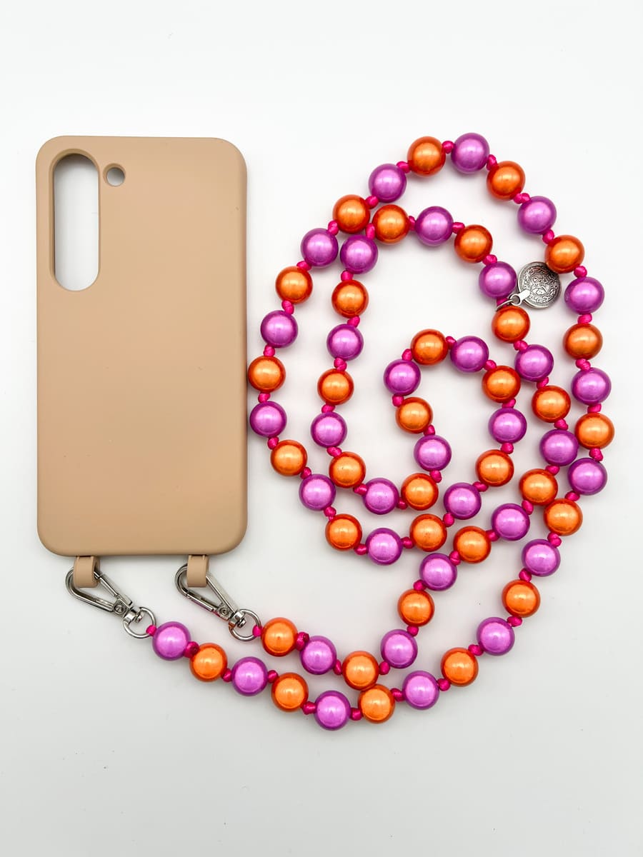 Set Handykette MIRACLE PINK ORANGE mit Hülle TOFFEE für Samsung