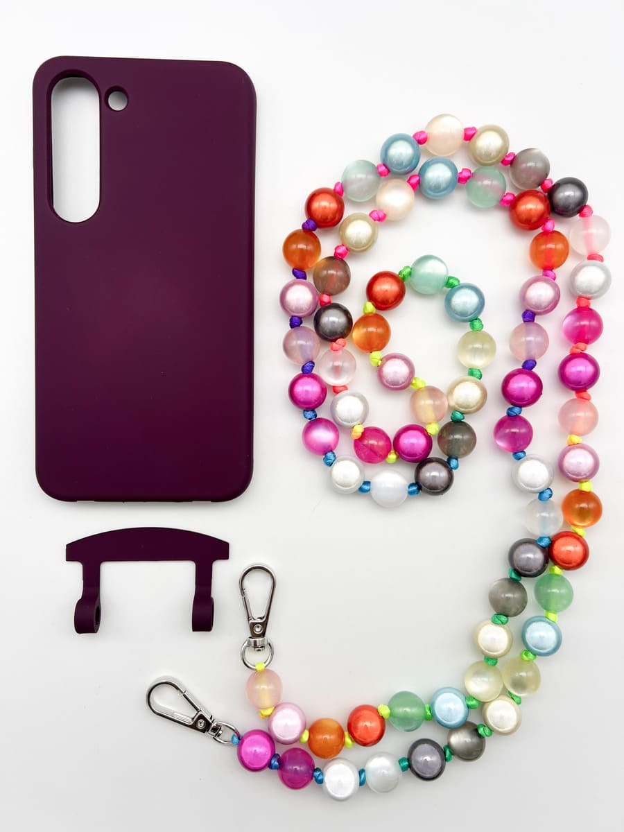 Set Handykette MIRACLE RAINBOW PASTELL mit Hülle BERRY für Samsung