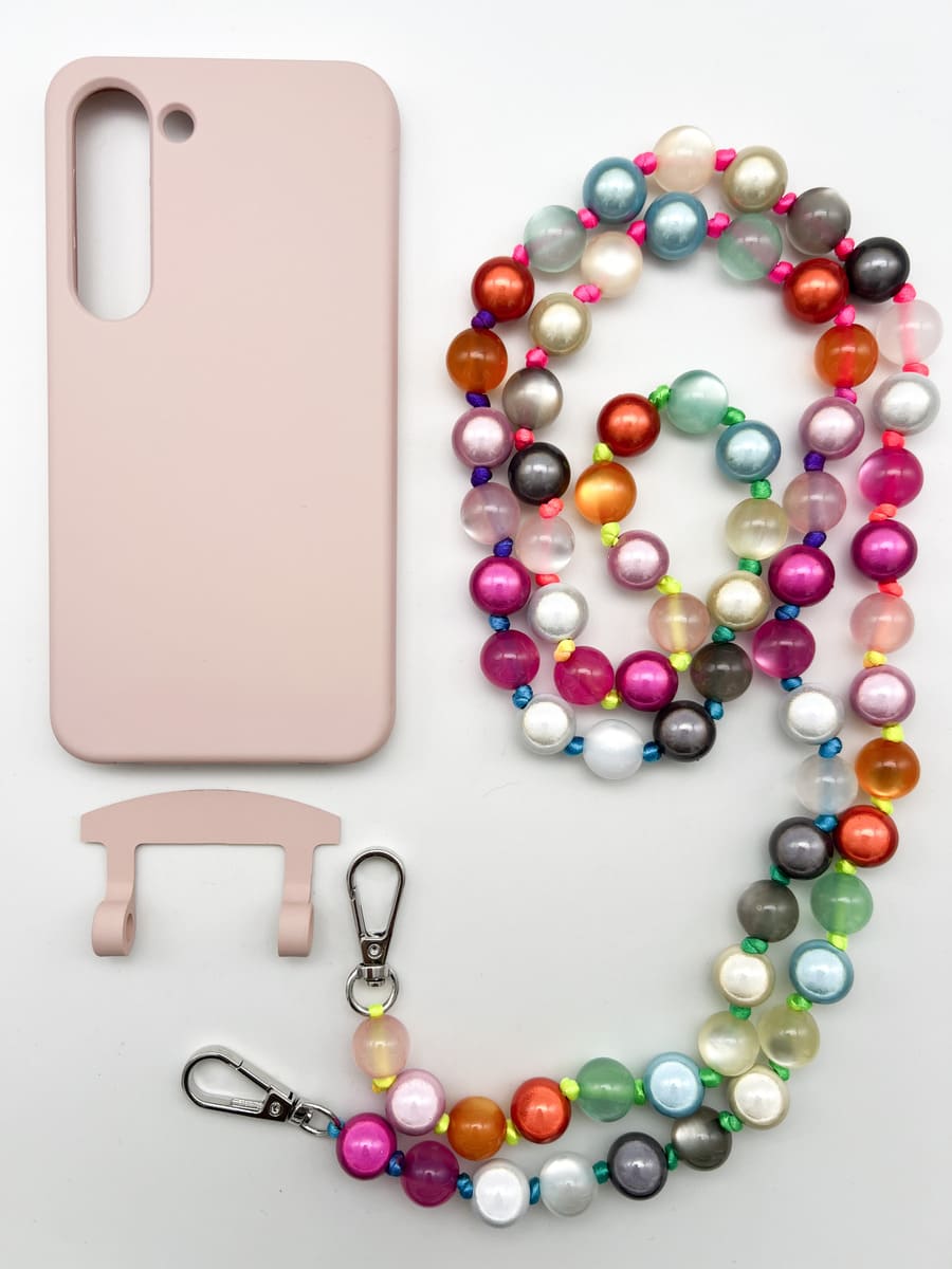 Set Handykette MIRACLE RAINBOW PASTELL mit Hülle CANDY für Samsung