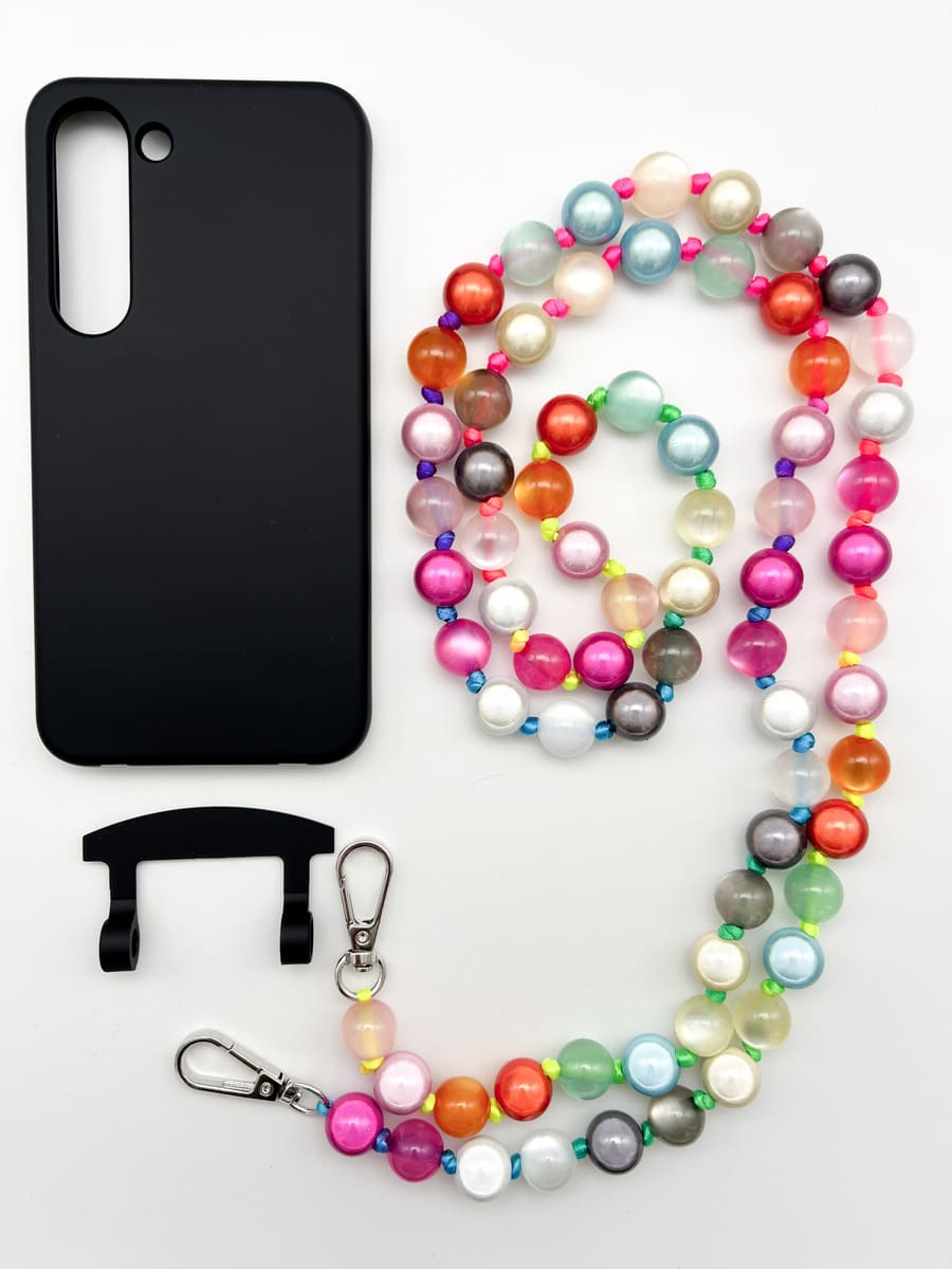Set Handykette MIRACLE RAINBOW PASTELL mit Hülle COAL für Samsung