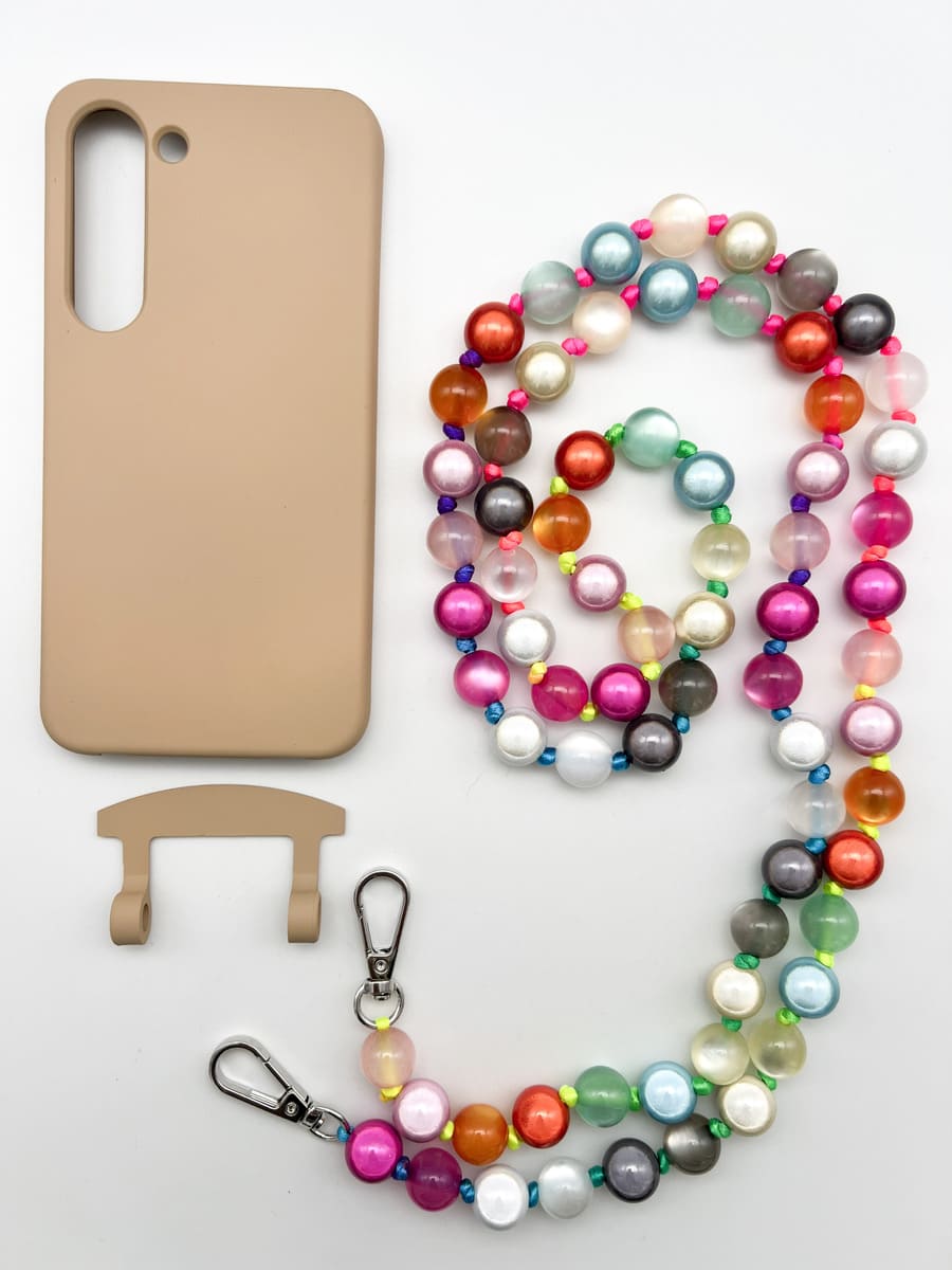 Set Handykette MIRACLE RAINBOW PASTELL mit Hülle TOFFEE für Samsung