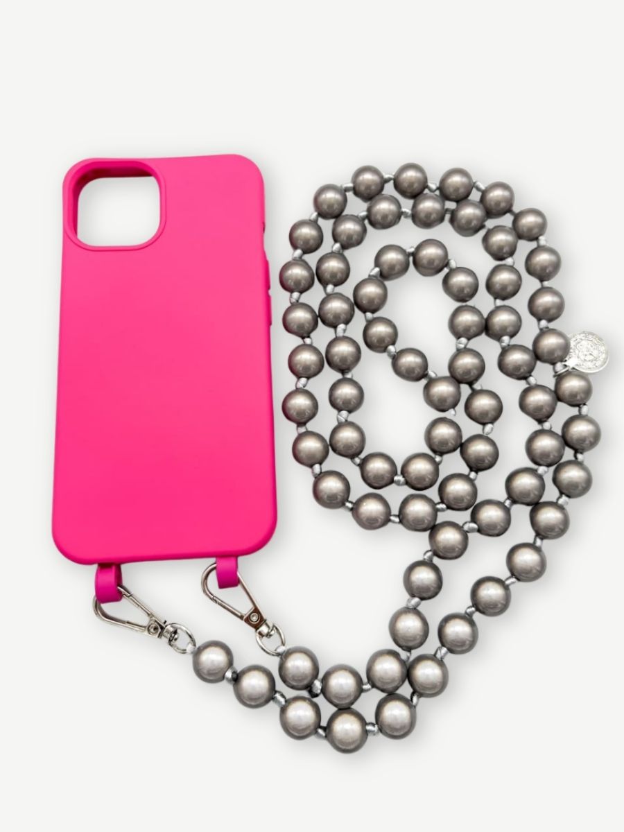 Set Handykette MIRACLE STONE mit Hülle HOT PINK für iPhone