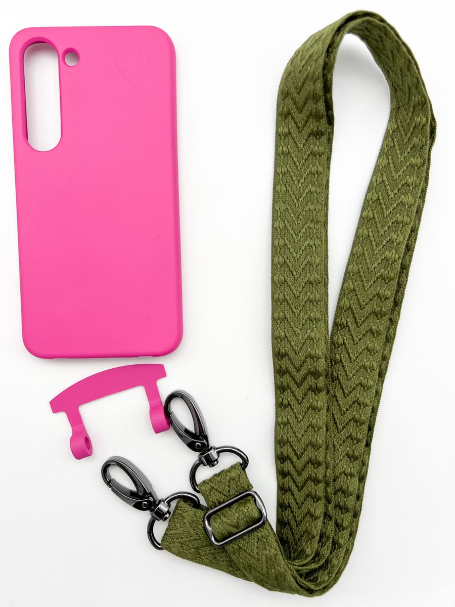 Set Handykette MONACO GREEN mit Hülle HOT PINK für Samsung