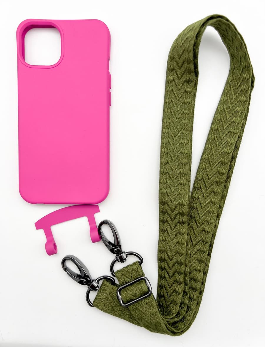 Set Handykette MONACO GREEN mit Hülle HOT PINK für iPhone