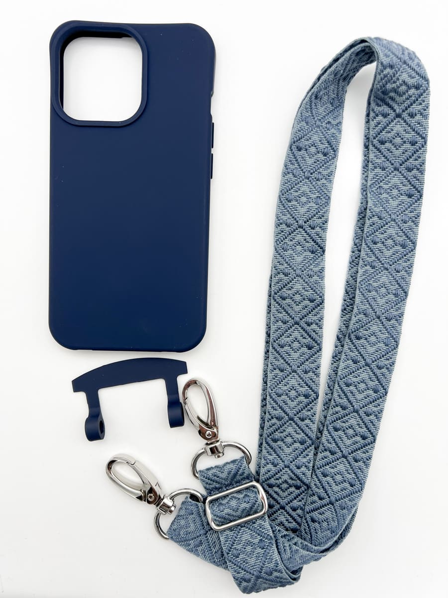 Set 
Handykette OSLO BLUE  mit Hülle NAVY für iPhone