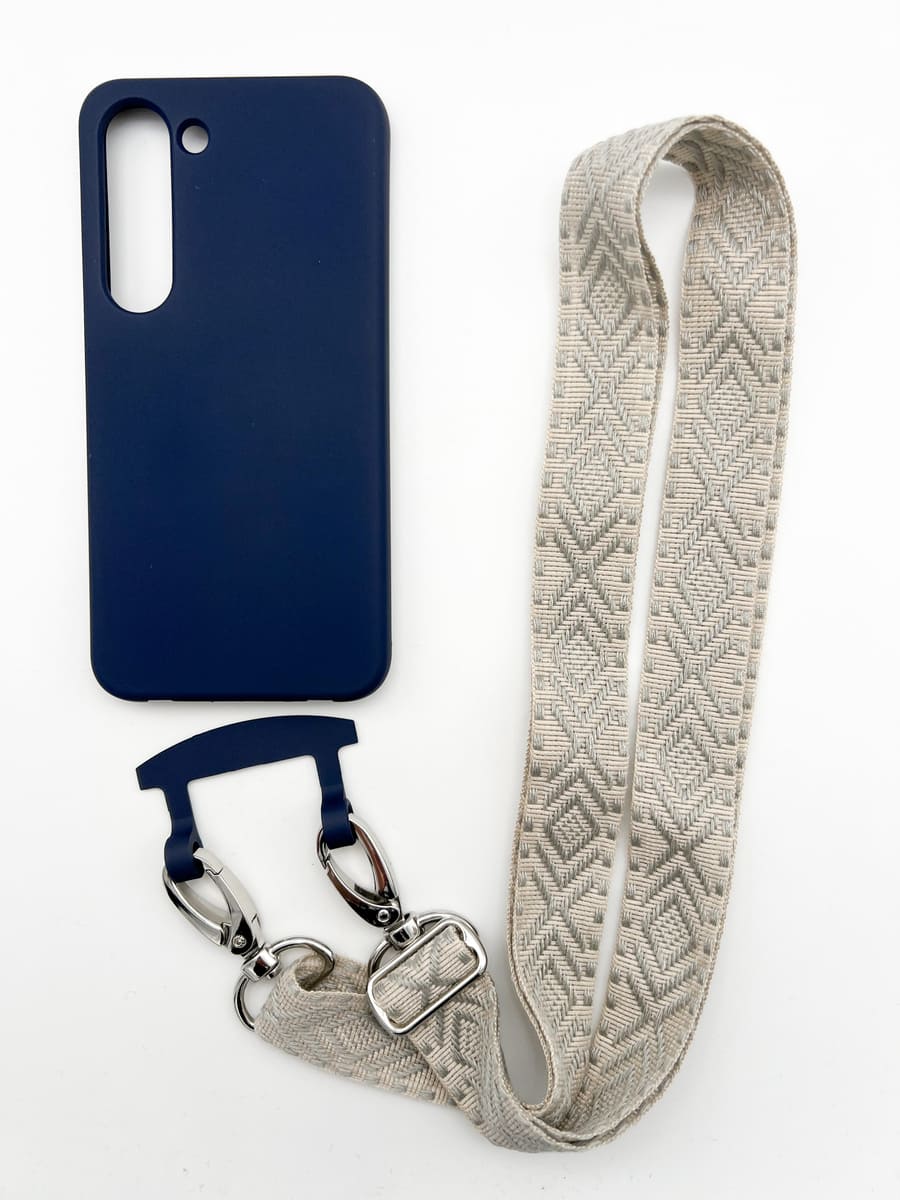 Set Handykette OSLO GREY mit Hülle NAVY für Samsung