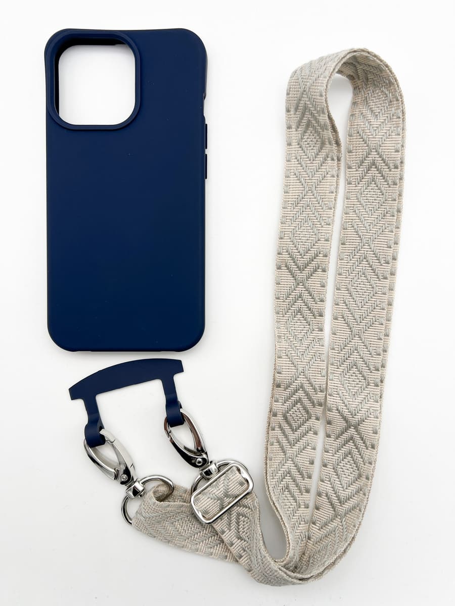 Set Handykette OSLO GREY mit Hülle NAVY für iPhone