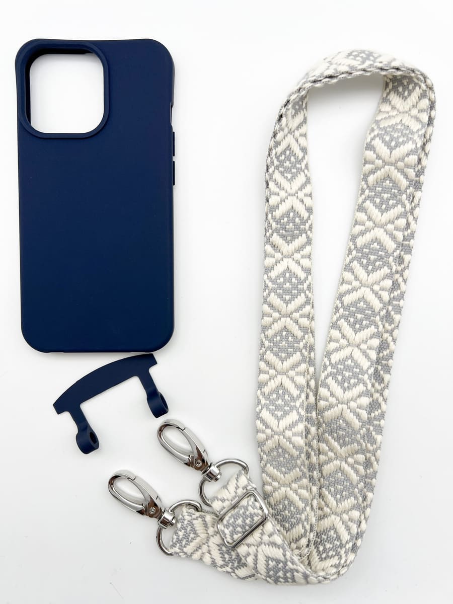 Set Handykette SNOWFLAKE mit Hülle NAVY für iPhone