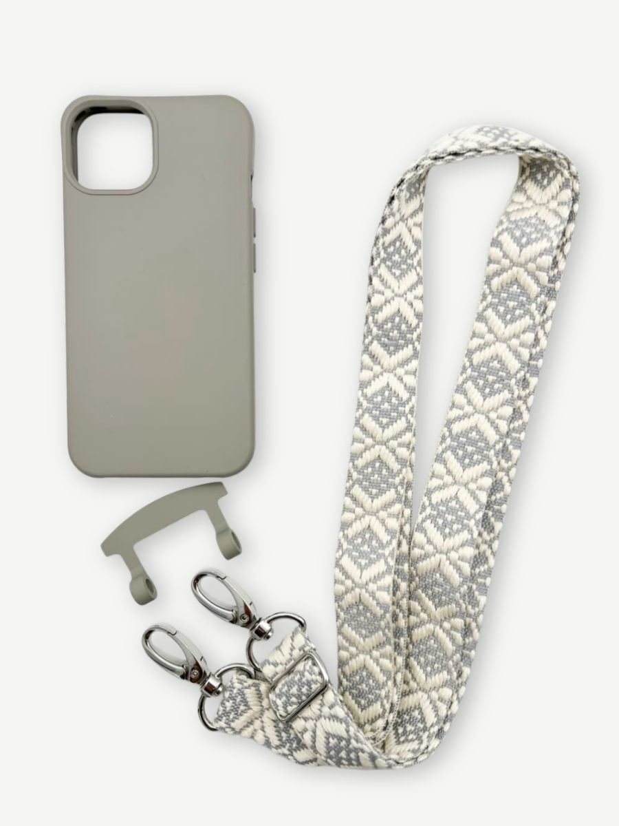 Set Handykette SNOWFLAKE mit Hülle grau iPhone 