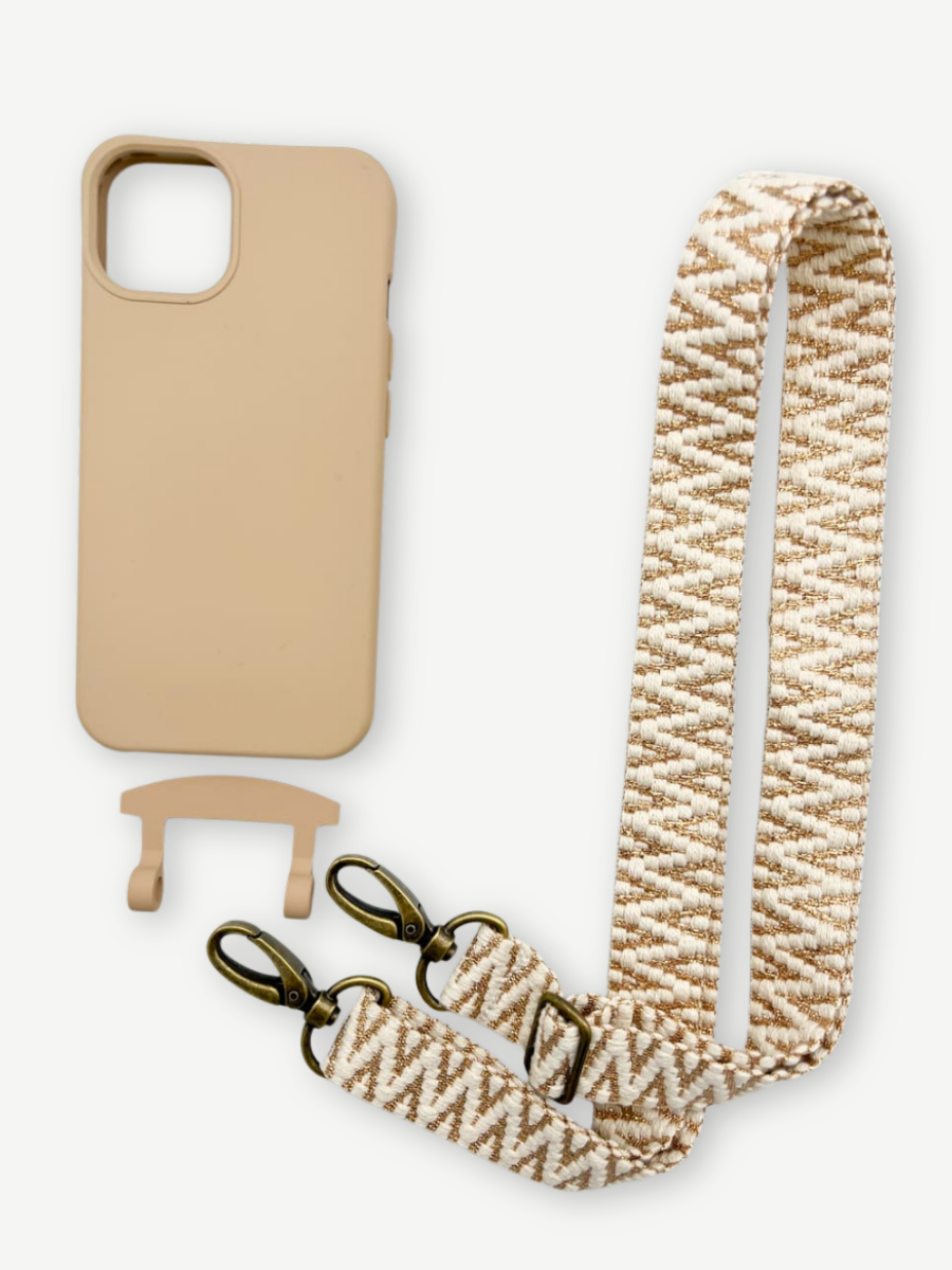 Set Handykette STRIPES GOLD mit Hülle TOFFEE für iPhone