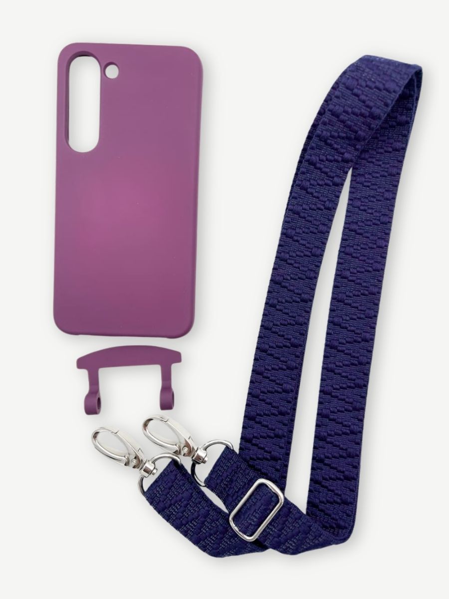 Set Handykette STRIPES NAVY mit Hülle BERRY für Samsung
