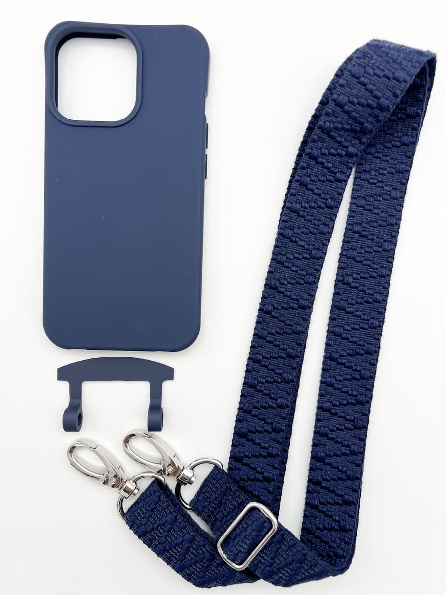 Set Handykette STRIPES NAVY mit Hülle NAVY für iPhone