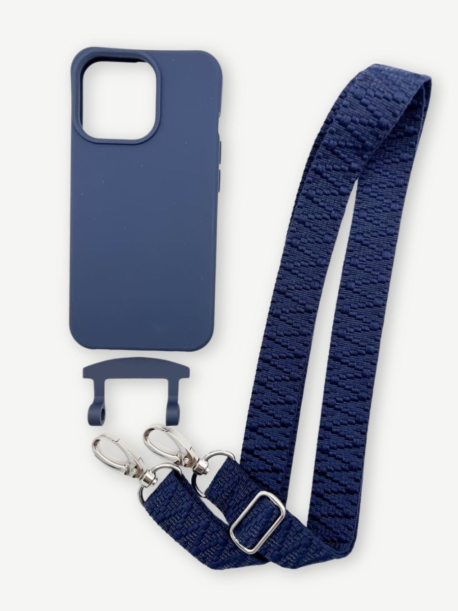 Set Handykette STRIPES NAVY mit Hülle NAVY für iPhone