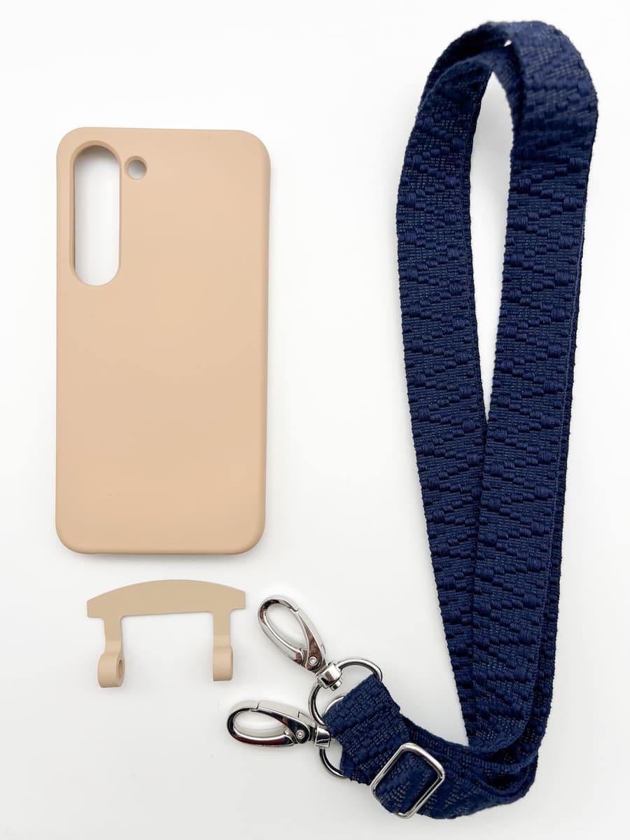 Set Handykette STRIPES NAVY mit Hülle TOFFEE für Samsung
