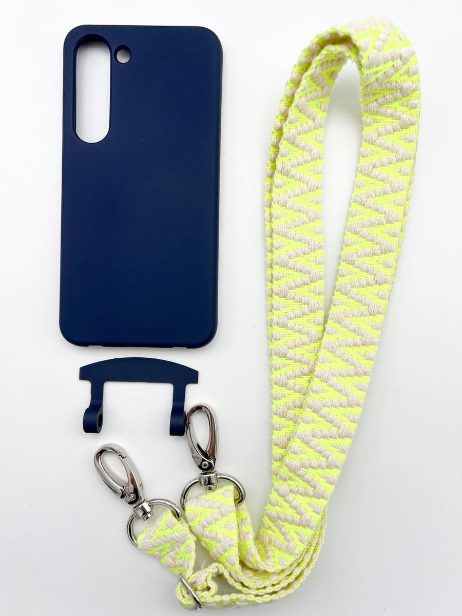 Set Handykette STRIPES NEON mit Hülle NAVY für Samsung