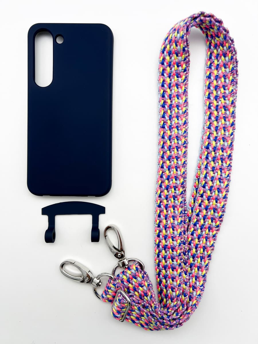 Set Handykette VALENCIA PINK mit Hülle NAVY für Samsung