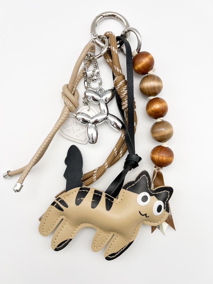 Taschenanhänger CAT AND DOG BEIGE