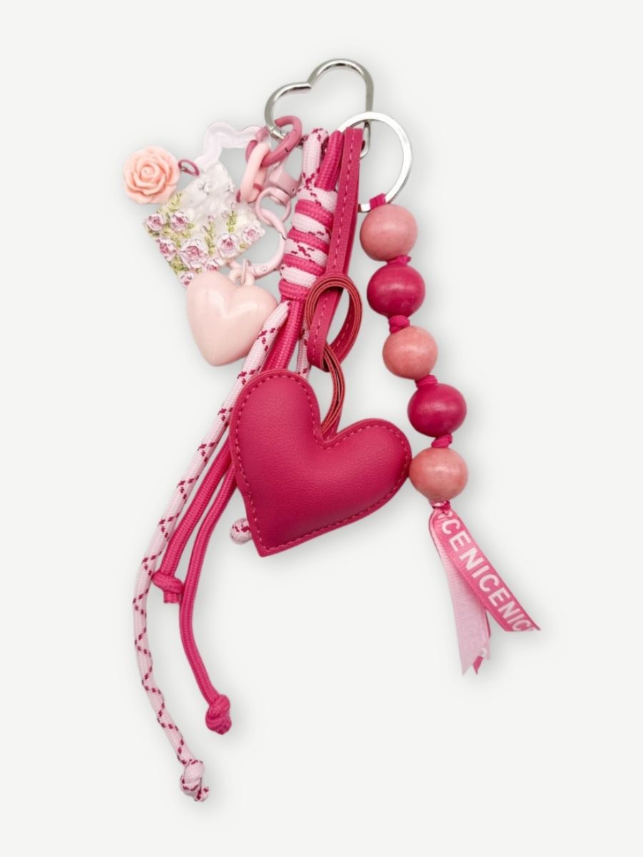 Taschenanhänger PINK ROSES HEART
