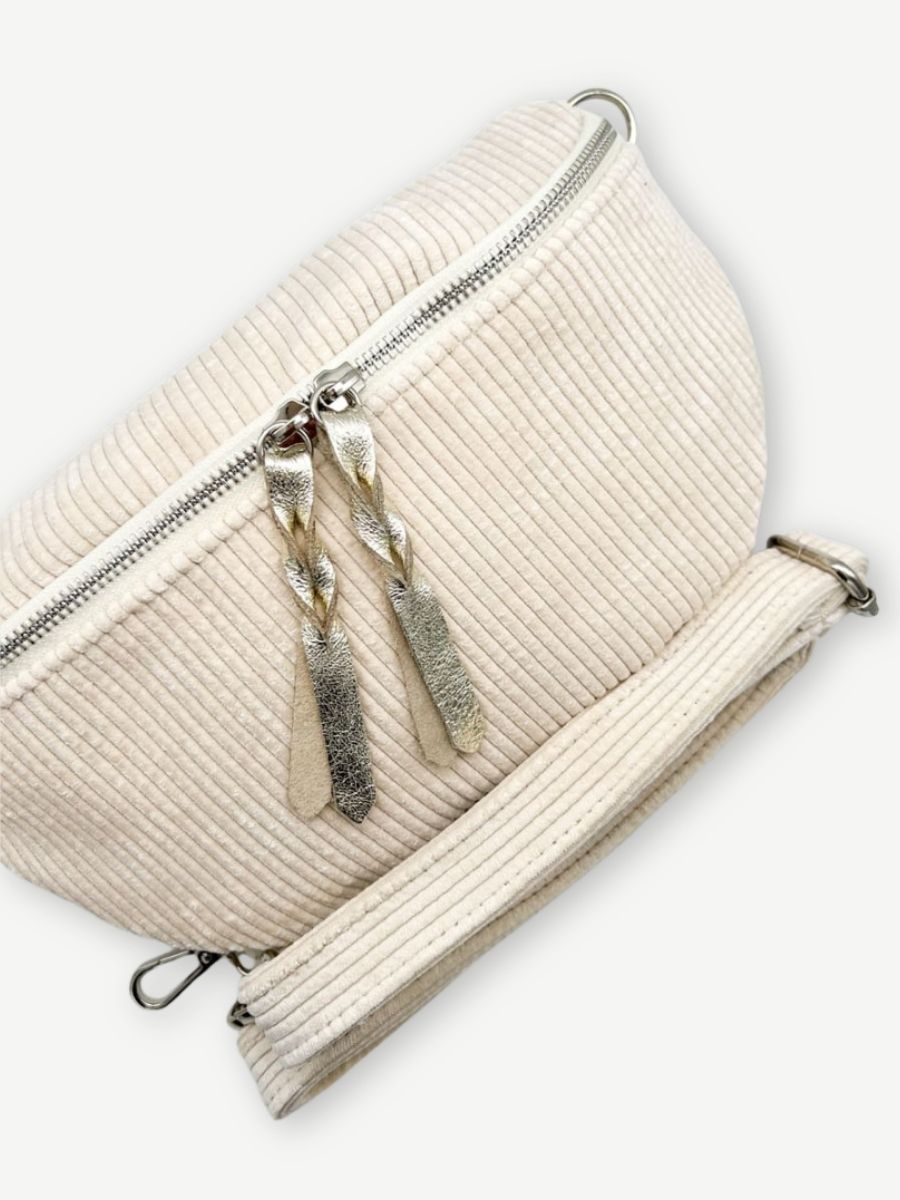 Crossbody Bag aus Cord creme