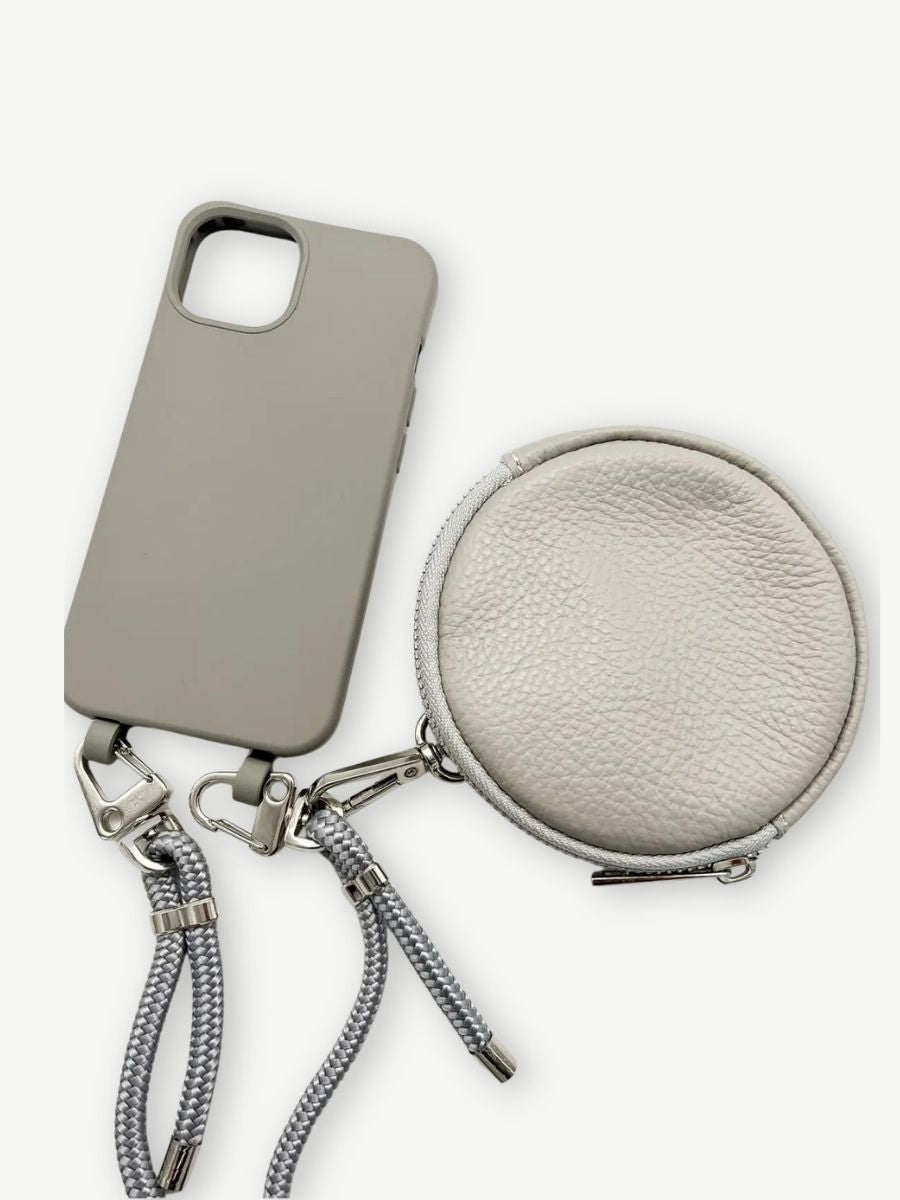 Mini Bag rund anhänger grau