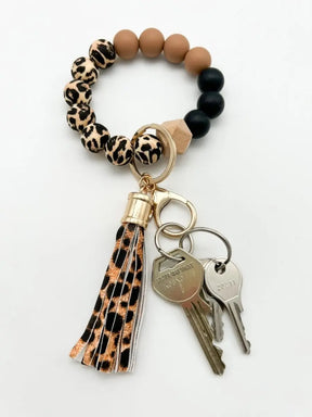 Schlüsselanhänger Handgelenk schwarz braun leo