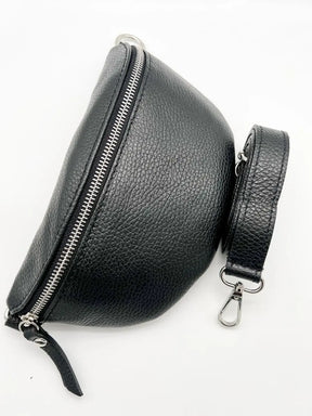 Crossbody Bag schwarz mit Gurt kariert