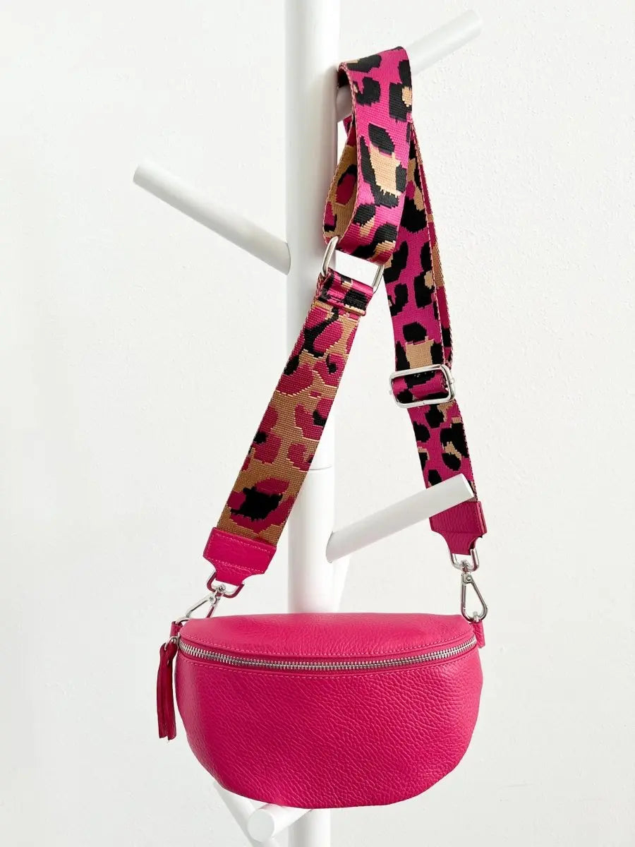 Crossbody Bag mit Gurt Leo pink