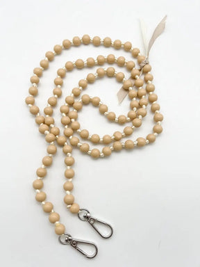 Handykette aus Holzperlen beige