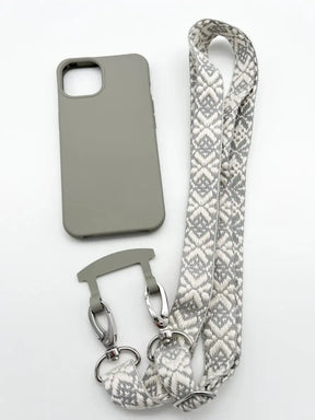 Handyband Handykette grau weiss