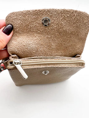 Mini bag eckig aus leder puder