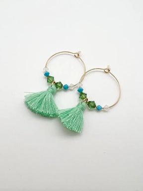 Ohrringe gold mit Quasten mint