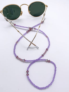 Brillenkette lila aus Kristallen